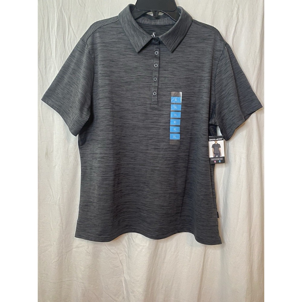 Skechers Shirt XL Bold Black Short Sleeve Casual Athletic Womens